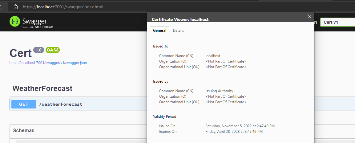 Dynamically named trusted certificates for docker hosted kestrel app